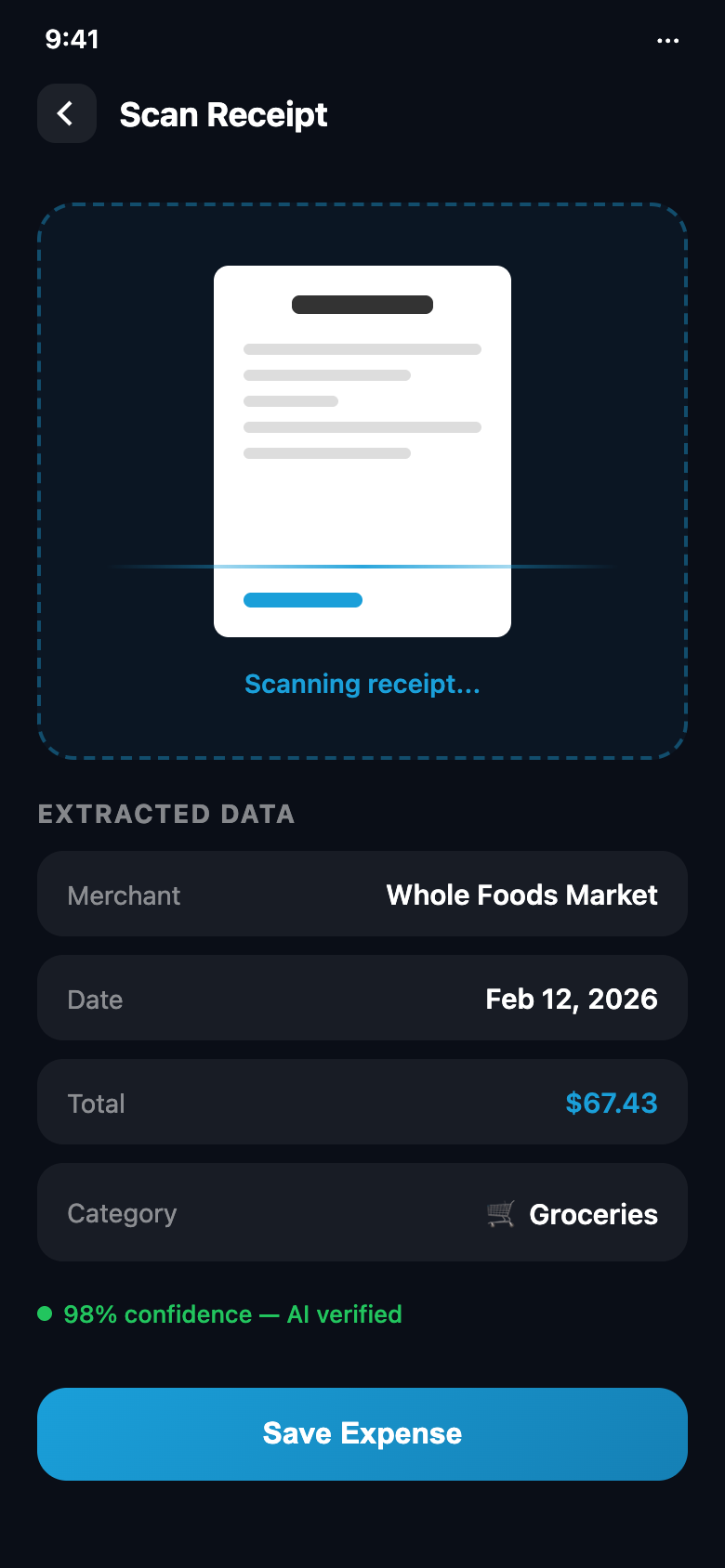 AI receipt scanning